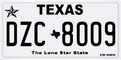 TX license plate DZC8009