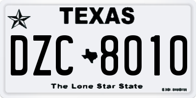 TX license plate DZC8010