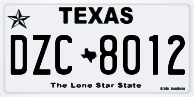 TX license plate DZC8012
