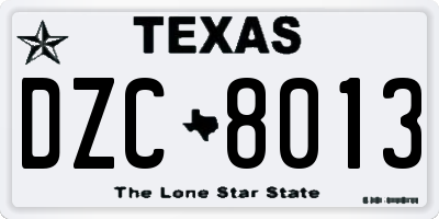 TX license plate DZC8013