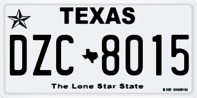 TX license plate DZC8015