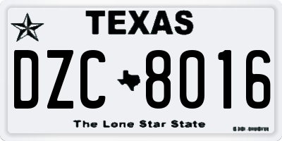 TX license plate DZC8016