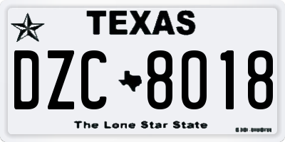 TX license plate DZC8018