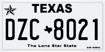 TX license plate DZC8021