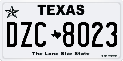 TX license plate DZC8023