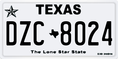 TX license plate DZC8024