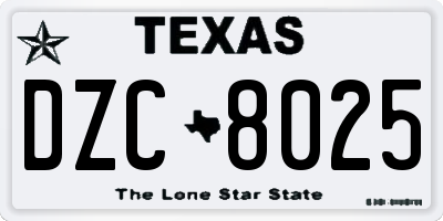 TX license plate DZC8025
