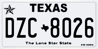 TX license plate DZC8026