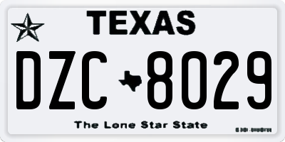 TX license plate DZC8029