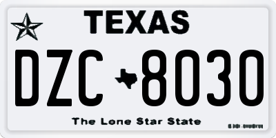 TX license plate DZC8030