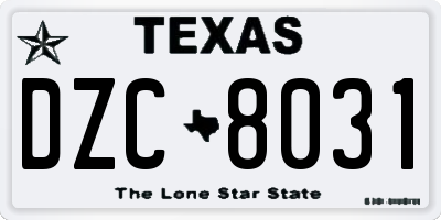 TX license plate DZC8031