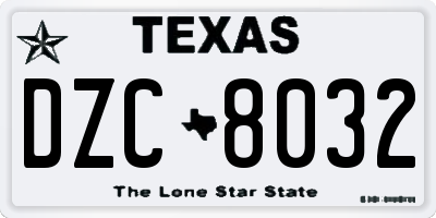 TX license plate DZC8032