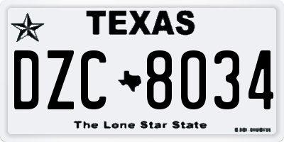 TX license plate DZC8034