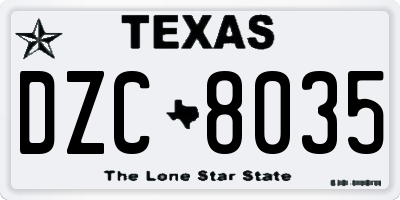 TX license plate DZC8035