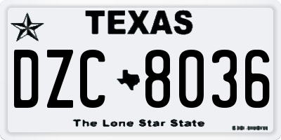 TX license plate DZC8036