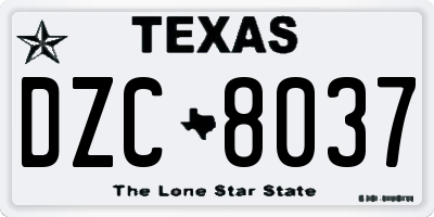 TX license plate DZC8037