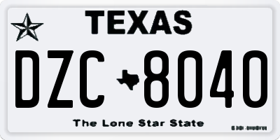 TX license plate DZC8040