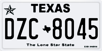 TX license plate DZC8045