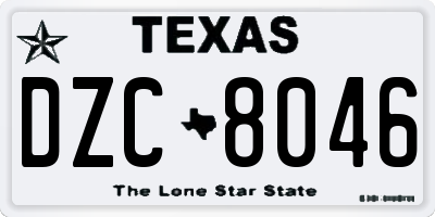TX license plate DZC8046