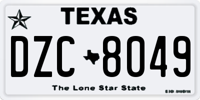 TX license plate DZC8049