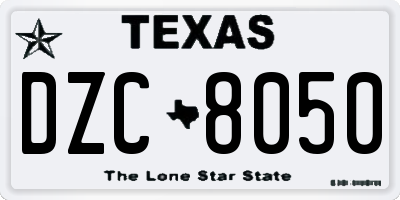TX license plate DZC8050