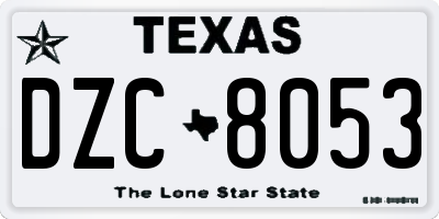 TX license plate DZC8053