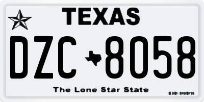 TX license plate DZC8058