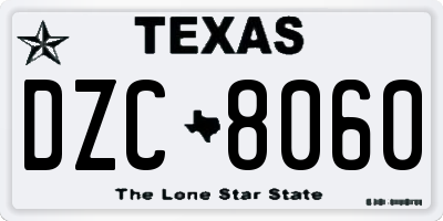 TX license plate DZC8060