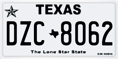 TX license plate DZC8062