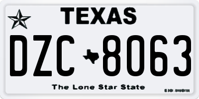 TX license plate DZC8063