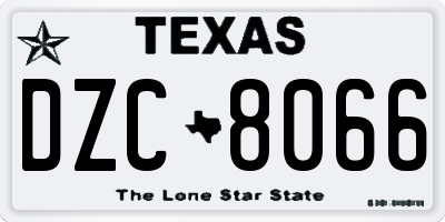 TX license plate DZC8066