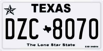 TX license plate DZC8070