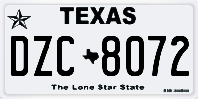 TX license plate DZC8072