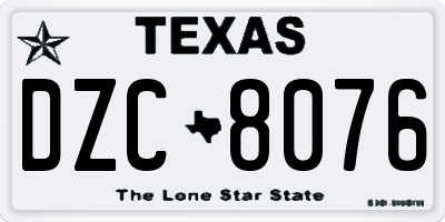 TX license plate DZC8076