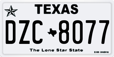 TX license plate DZC8077