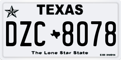 TX license plate DZC8078