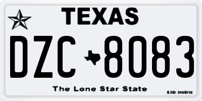 TX license plate DZC8083