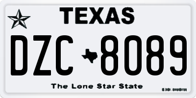 TX license plate DZC8089