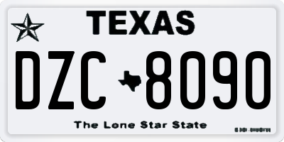 TX license plate DZC8090