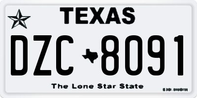 TX license plate DZC8091