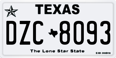 TX license plate DZC8093