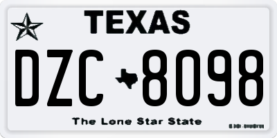 TX license plate DZC8098