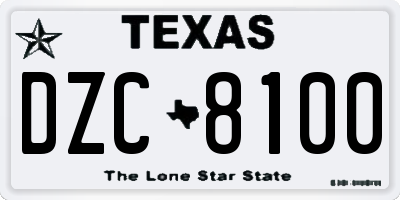 TX license plate DZC8100