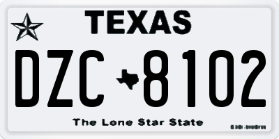 TX license plate DZC8102