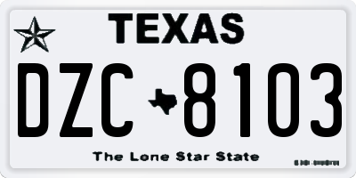 TX license plate DZC8103
