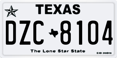 TX license plate DZC8104
