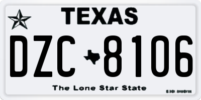 TX license plate DZC8106