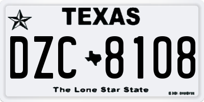 TX license plate DZC8108