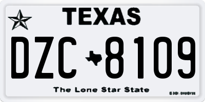 TX license plate DZC8109