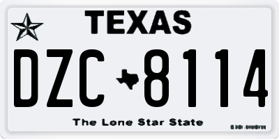 TX license plate DZC8114